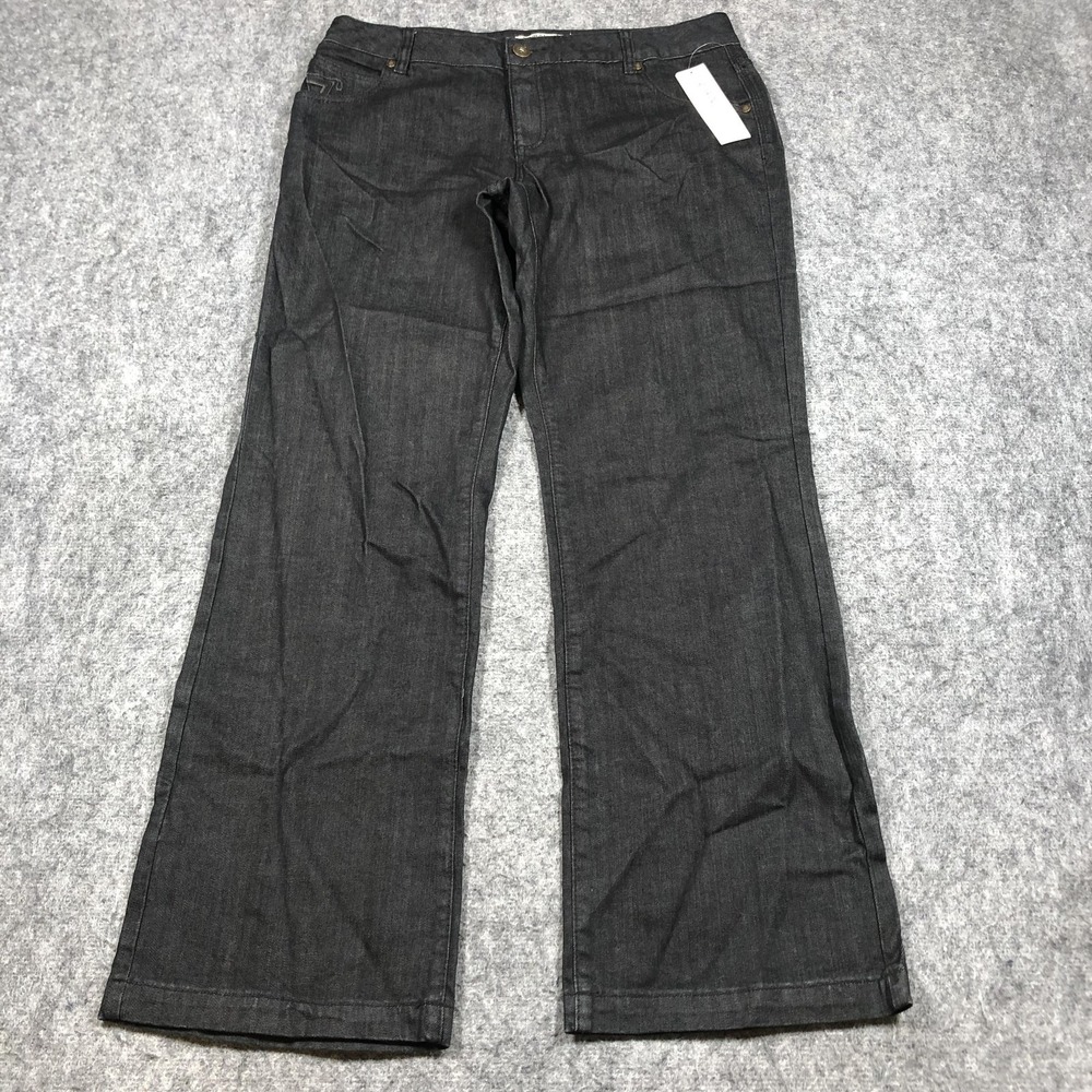 Tribal Jeans Womens 12 Black Dark Wash Mid Rise Straight Leg‎ Stretch Denim